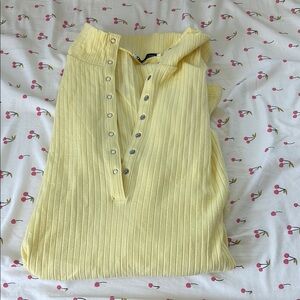 Yellow Ribbed Women's Bodysuit